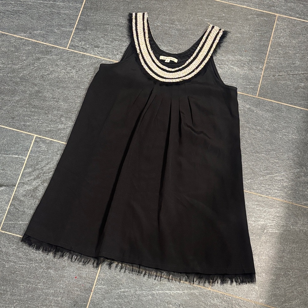 Alice + Olivia Silk Mini dress with silver embellished neck